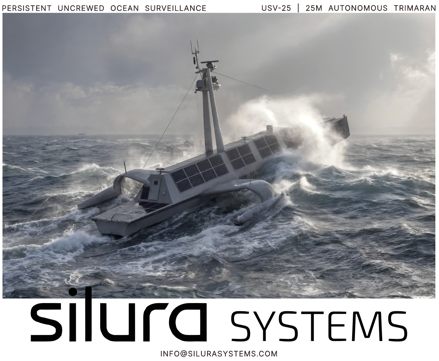 USV-25 autonomous trimaran in heavy stormy seas